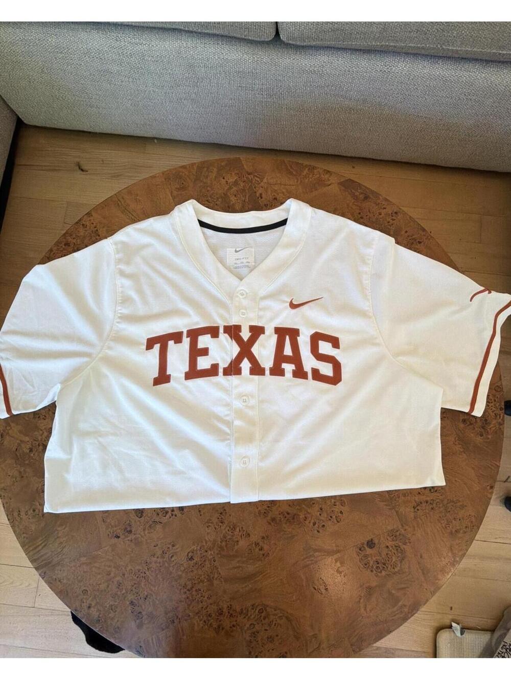 Texas Longhorns Nike Dri-FIT Baseball Jersey XXL White/Orange